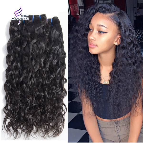 Modern Show Peruvian Water Wave Virgin Hair Bundle Deals Cheap Unprocessed Curly Weave Human Hair Extensions 4 Bundles