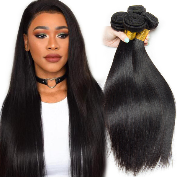 Brazilian Straight Human Hair Weave 4 Bundles Brazilian Virgin Hair Extensions Unprocessed Brazilian Human Hair Bundles Natural Color