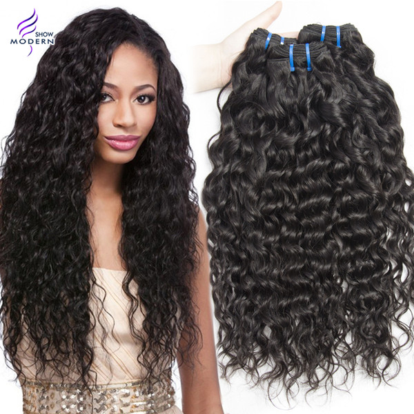 Wet and Wavy Virgin Brazilian Hair 3 Bundles Brazilian Water Wave Human Hair Unprocessed Hair Weaves Brazilian Curly Weave Natural Black 1b