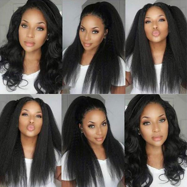 Mongolian Virgin Kinky Straight Human Hair Bundles Extensions 3 Bundles Unprocessed Kinky Weave Natural Black Hair 