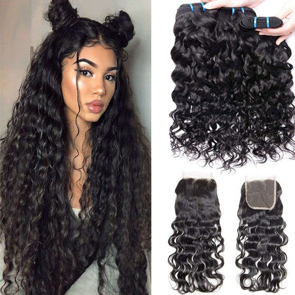 Indian Human Hair Weave 3 bundles with Closure 12 14 16 +10 Lace Closure with Baby Hair 100% Virgin Remy Hair Extensions