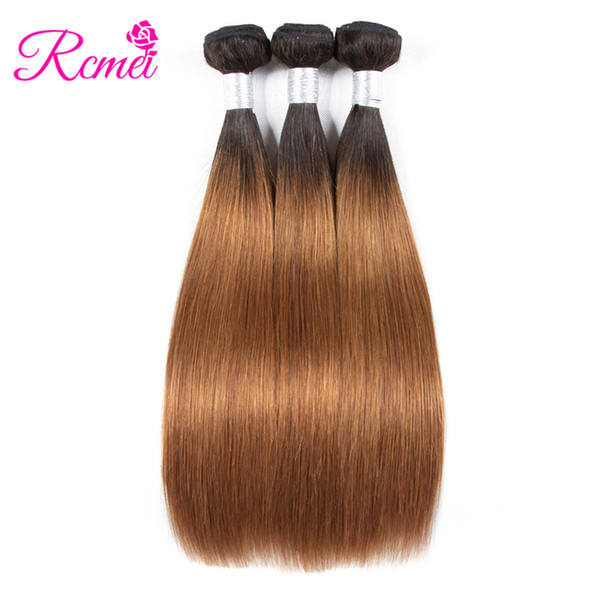 Rcmei Ombre Brazilian Straight Hair Bundles Two Tone 1b 30 Hair Extensions 100% Human Hair Weave Bundles 10-26Inch