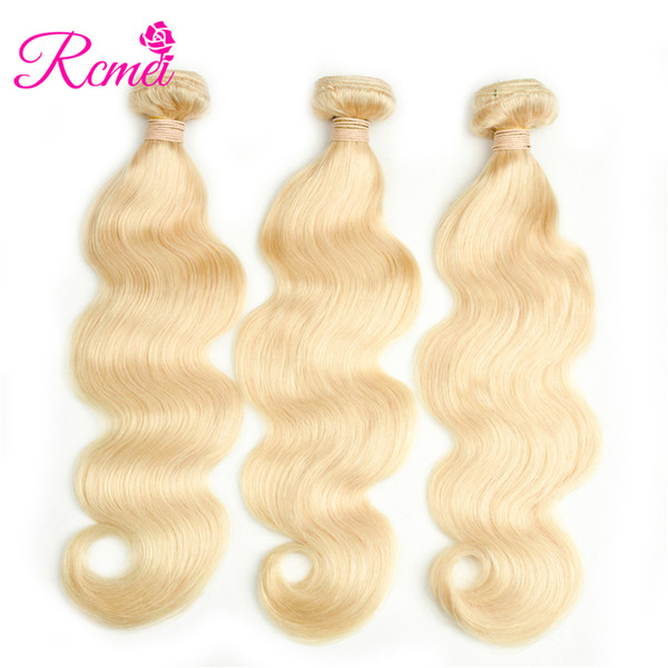 Rcmei Brazilian Hair 613 Blonde Body Wave Human Hair 3 Bundles Brazilian Blonde Body Wave Human Hair Weave Unprocessed Top Quality 613 Color