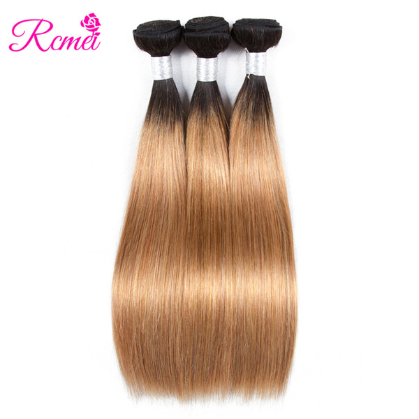 Rcmei Blonde Brazilian Straight Hair Weave Bundles Ombre Human Hair Bundles Two Tone 1b 27 Hair Weaving 