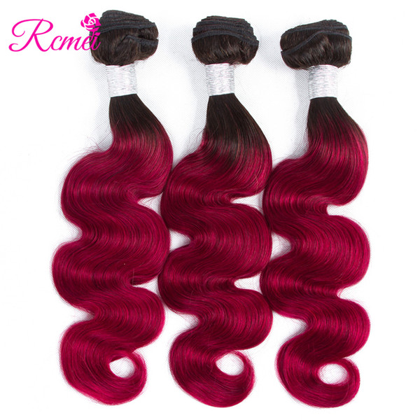 Rcmei 1b/Burgundy Ombre Brazilian Body Wave Hair 3 Bundles 100% Hair Weave Bundles Hair Extensions Hot Selling