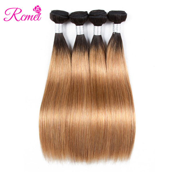 Rcmei Brazilian Straight Hair 1B/27 Two Tone Ombre Brazilian Hair Weaving Bundles 100% Hair Extension 4 Bundles Deal 