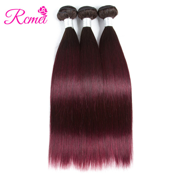 Rcmei Brazilian 1b 99J Straight Ombre Human Hair Weave 3 Bundles Hair Extension 3PCS/Lot Human Hair Bundles