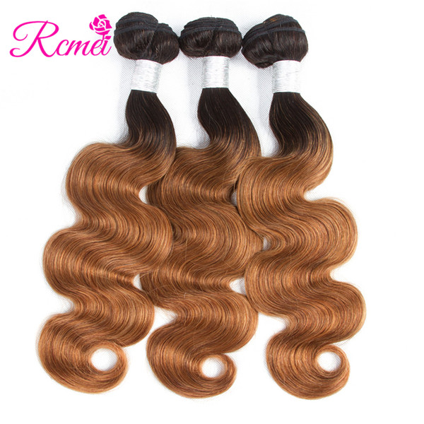 Rcmei Ombre Brazilian Hair Body Wave Bundles 1b 30 Two Tone Human Hair Weave Bundles 100g/pc No Shedding 3 Bundles 10-26 Inch