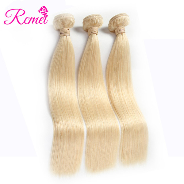 Rcmei Brazilian 613 Blonde Virgin Straight Human Hair 3 Bundles Unprocessed Hair Extension #613 Brazilian Straight Human Hair 3 Bundles/Lot