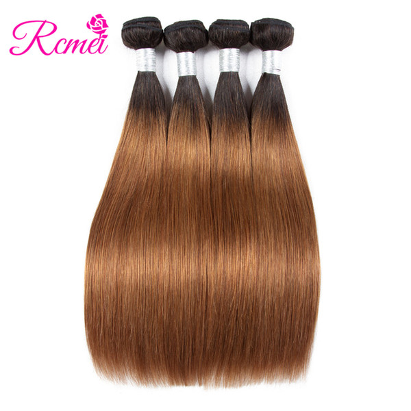 Rcmei Brazilian Ombre Brazilian Hair Bundles 1B/30 Human Hair Weave Ombre Straight Weaving 10-26 Inch 4 Bundles Deal Extensions