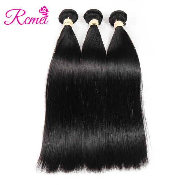 Rcmei Hair Virgin Straight 100g/pc Unprocessed Brazilian Human Hair Weaves 3 Bundles Can be dyed Extensions