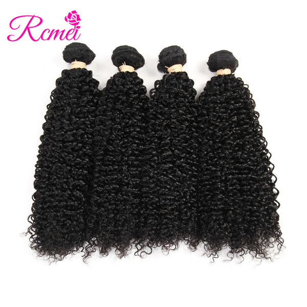 Rcmei Hair Natural Color Human Kinky Curly Virgin Hair Unprocessed Brazilian Hair 4 Bundles Deal 