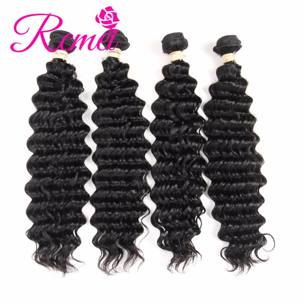 Rcmei Hair Brazilian Deep Wave Virgin Human Hair Weaves 8-28 Inch 4 Bundles/Lot Unprocessed Hair Extensions Natural Color