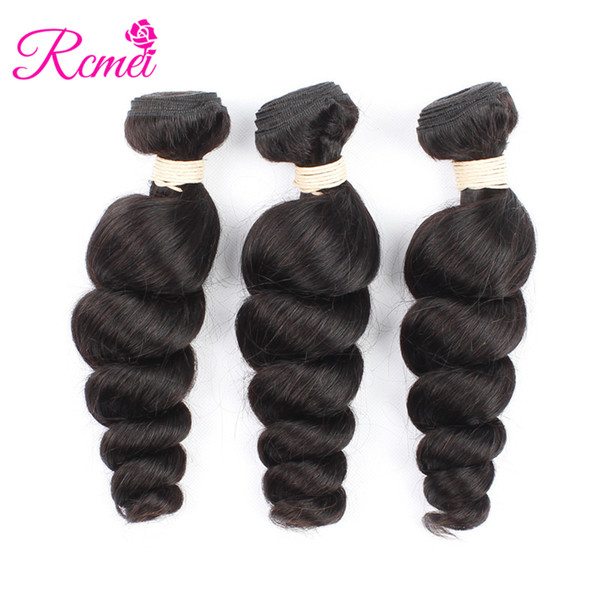 Brazilian Human Hair Loose Wave Hair Extensions 3 Bundles 8-28 Inch 100g /pc Unprocessed Rcmei Loose Wave Hair Weave Natural Color