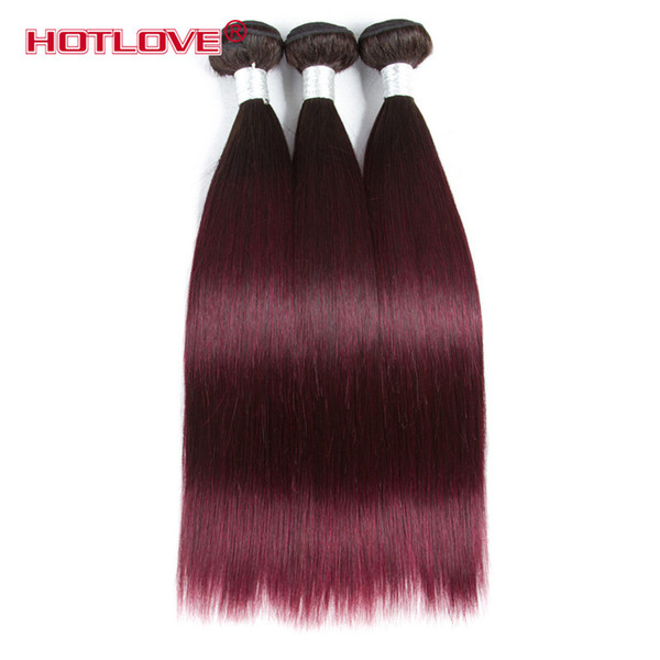 Ombre Brazilian Virgin Straight Human Hair Bundles 3 PCS Lot T1B/99J Brazilian Hair Two Tone Dark Roots Wine Red Ombre Holtove Hair