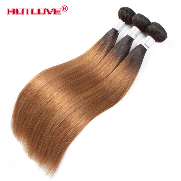 Two Tone Ombre 1B/30 Brown Brazilian Straight 3 Bundles / Lot 100% Human Hair Extensions Ombre Bundle Nice Color No Shedding