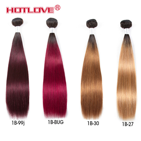 Brazilian Hair Weave Ombre Virgin Straight 1 Pieces Two Tone Color Blonde Brown Burgundy 99J Free Shipping Ombre Hair Extensions 10-26 inch