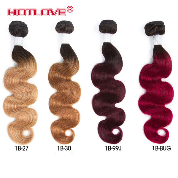 Brazilian Hair Weave Ombre Virgin Body Wave 1 Pieces 10-26 inch Two Tone Color Blonde Brown Burgundy 99J Free Shipping Ombre Hair Extensions