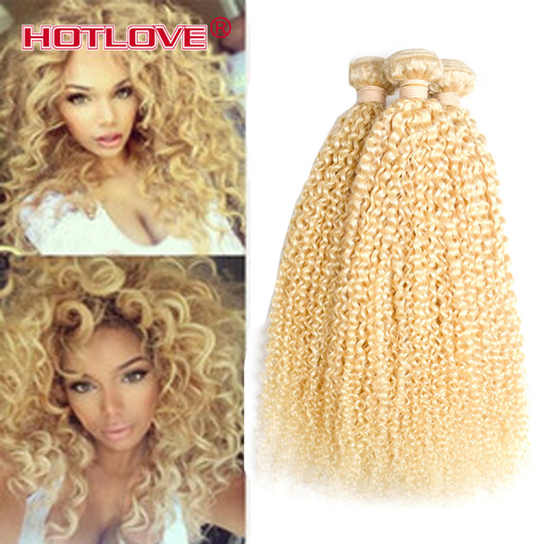 Kinky Curly 613 Blonde Bundles Mixed Length 3 4 Bundles /Lot 100% Remy Human Hair Top Qulaity Curly Honey Blond Human Hair Extension