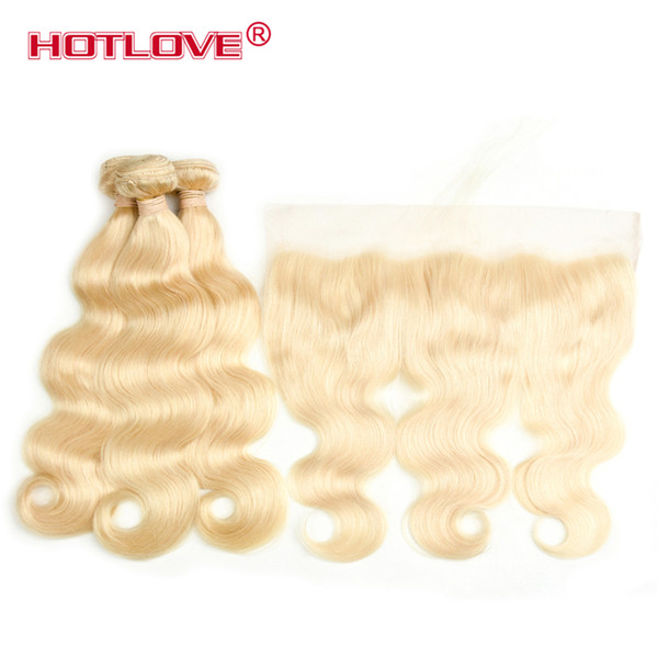 Hotlove 3 Bundles Brazilian Body Wave Hair With 13*4 Lace Frontal Natural Headline 10-30 Inch Free Shipping