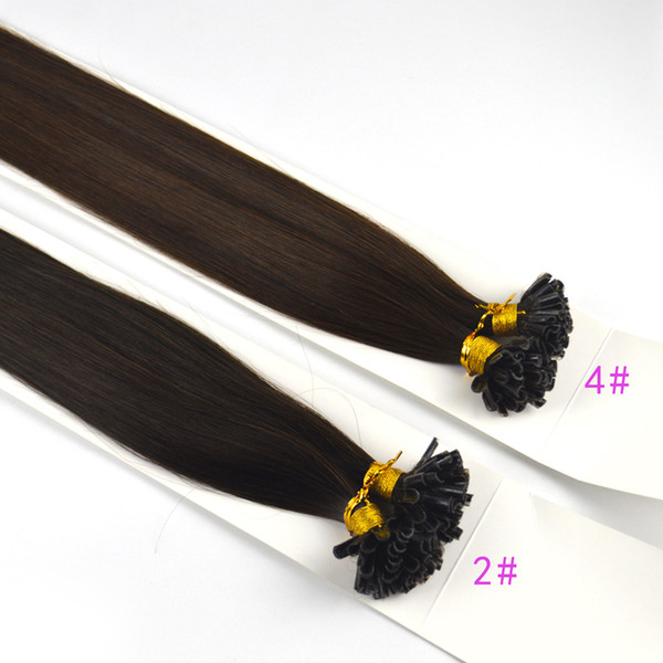 Pre Bonded Keratin Nai/Ul Tip Remy Human Hair Extension Hair Medium Brown and dark brown 1g Per Strand 100g/pack