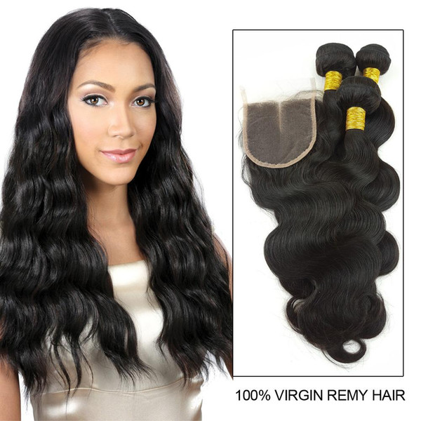 Bundle Hair with Closure Body Wave Unprocessed Full Cuticle Human Virgin Hair No Chemical Treated Body Wave Hair Bundles with Lace Closure