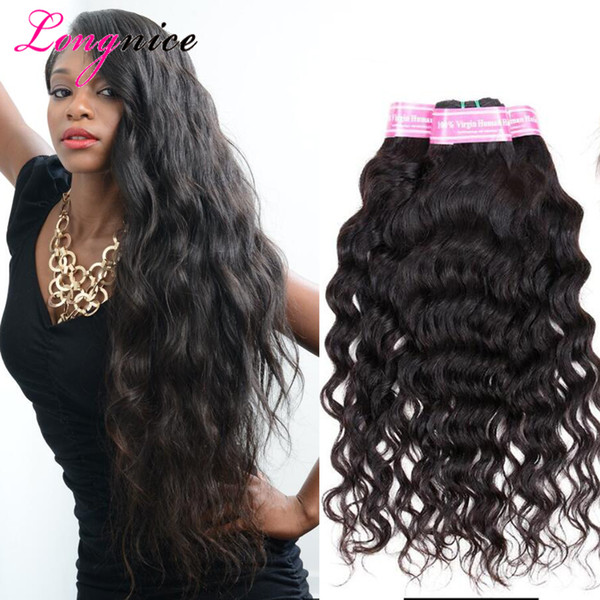 Vip Beauty Brazilian Virgin Hair Water Wave 4 Bundles Double Wefts Wet And Wavy Human Hair Extensions Weaves 10-26inch Peruvian Water Wave