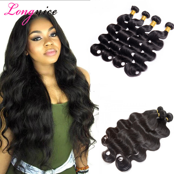 Longnice Wholesale Indian Body Wave Brazilian Peruvian Malaysian Mink Virgin Human Hair Bundles 4pc/lot Cheap High Quality Can Be Dyed