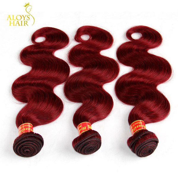 Burgundy Brazilian Virgin Hair Weave Bundles Grade 8A Brazilian Virgin Hair Body Wave 3/4Pcs Lot Tangle Free Remy Human Hair Extensions