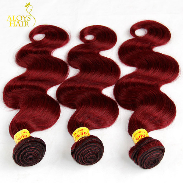 Burgundy Malaysian Body Wave Hair Grade 8A Malaysian Virgin Hair Weave Bundles 3/4Pcs Wine Red 99J Remy Human Hair Extensions Tangle Free