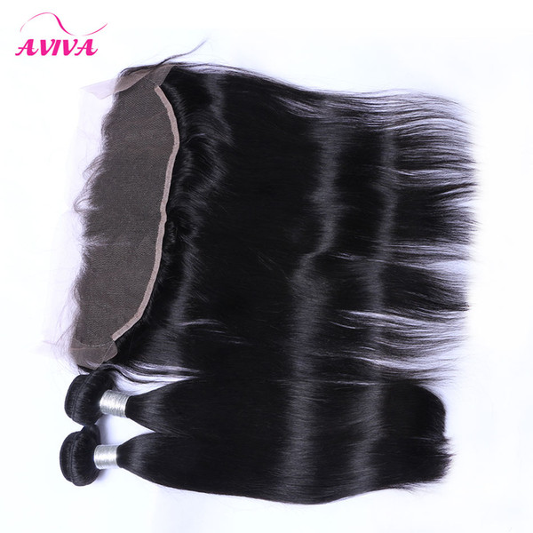 Brazilian Cambodian Indian Peruvian Malaysian Virgin Hair Straight with Ear to Ear Lace Frontal Closure 13x4 With hair Extensions Bundles