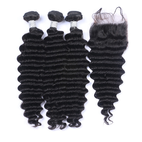 Indian Hair Bundles with Closure 10-30