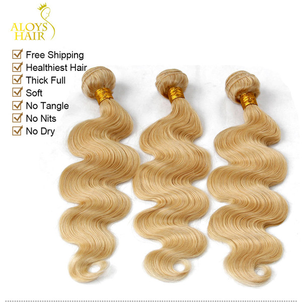 Platinum Blonde Indian Remy Hair Extensions Body Wave Wavy Color 613 Bleach Blonde Indian Virgin Human Hair Weave 3/4Pieces Lot Tangle Free