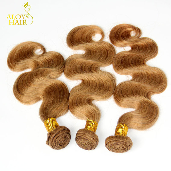 Grade 8A Honey Blonde Malaysian Hair Body Wave Wavy 100% Human Hair Weave Bundles Color 27# Malaysian Virgin Remy Hair Extension Tangle Free