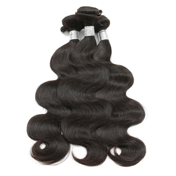 Brazilian Virgin Hair 3 Bundles Body Wave Natural Hair Extensions Human Hair Weave Thick Weft Can Be Dyed Can Be Permed