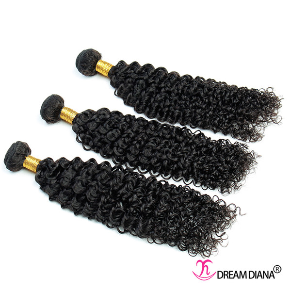 Brazilian Kinky Curly Virgin Hair 3Pcs/Lot Human Hair Weave Bundles Cheap Brazilian Curly Hair Wefts Natural Color DHL 