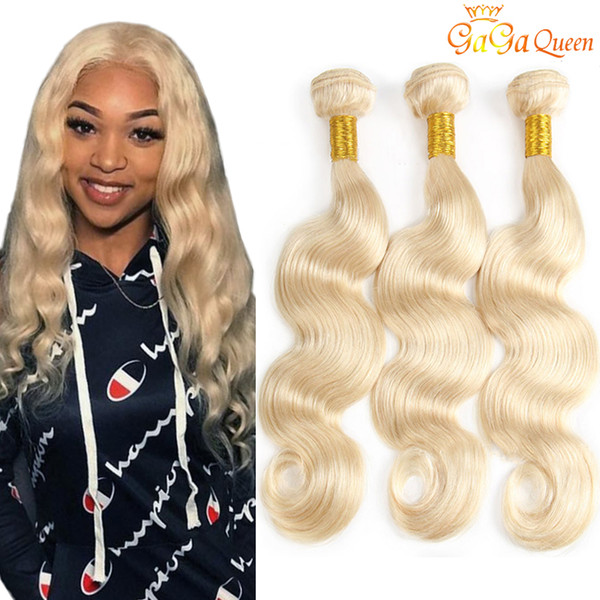 Gaga queen Brazilian Blonde Hair Weave Bundles 613 Color Brazilian Body Wave Human Hair Extensions 3 Bundles Blonde Hair