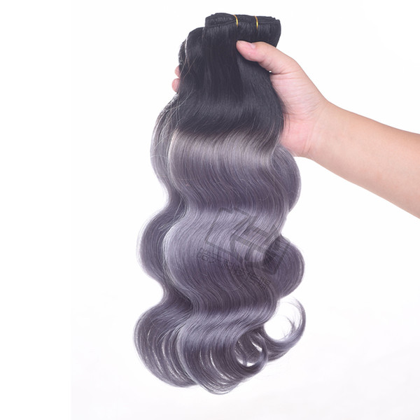 Ombre Brazilian Human hair Body wave 1B Dark Grey Two Tone Hair Bundles Peruvian Brazilian Indian Hair Extensions