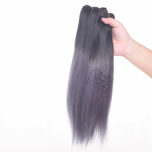 Ombre Brazilian Straight Human hair 1B Dark Grey Two Tone Hair Bundles Peruvian Brazilian Indian Straight Hair Extensions