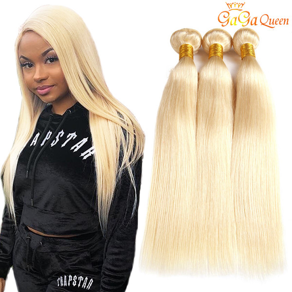 613 Blonde Peruvian Straight Hair Weave 3 Bundles Peruvian Virgin Hair Straight 613 Human Hair Extensions Gagaqueen