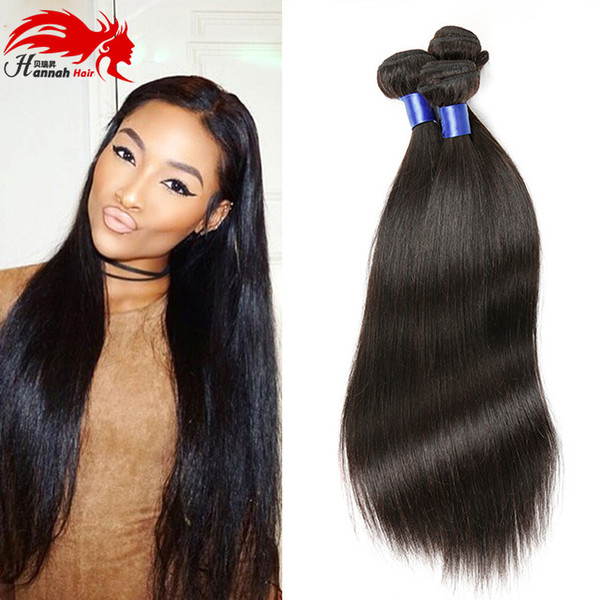 Hannah Peruvian Hair 3 Bundles 8A Virgin Unprocessed Straight Human Hair Weave Natural Black Color