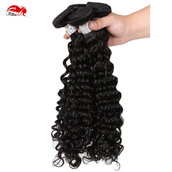 Hannah Hair Malaysian Deep Curly Wave Virgin Hair Bundle Deals Wavy Weave Hair Human Bundles Natural Black Color Can Be Dyed and Bleached