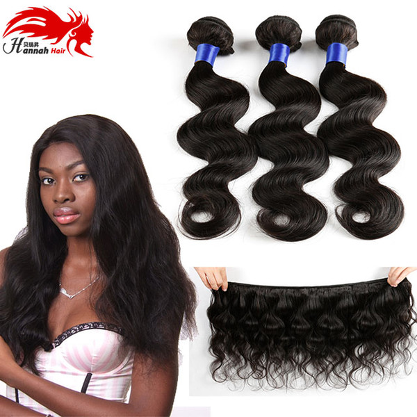 Hannah Hair 8A Brazilian Body Wave Hair Bundles Natural Color Unprocessed Virgin Human Weave Body Wave Remy Hair Extensions Double Wefts