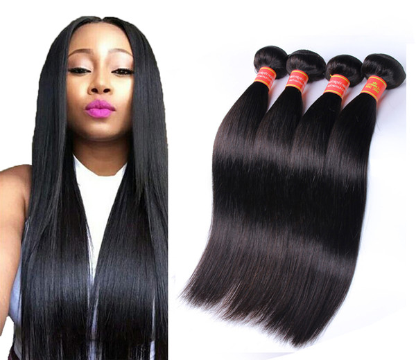 8A Brazilian Virgin Straight Hair 4 Bundles Brazilian Straight Virgin Hair Bundles 100% Unprocessed Human Hair Extensions Natural Black