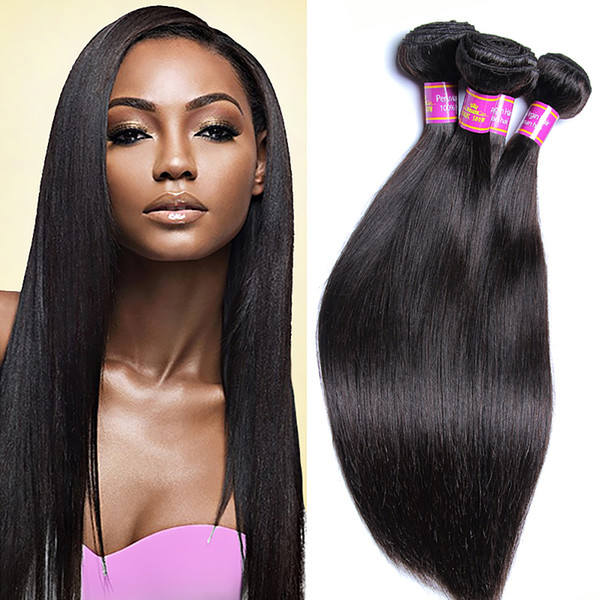 10A Peruvian Virgin Straight Hair 4 Bundles Peruvian Straight Hair Bundles 100% Unprocessed Human Hair Extensions Natural Black