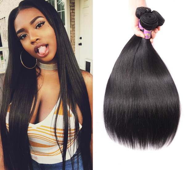 MSH 10A Brazilian Virgin Hair Straight 3 Bundles 100% Unprocessed Human Hair Extensions Wave Natural Black Brazilian Straight Hair Bundles