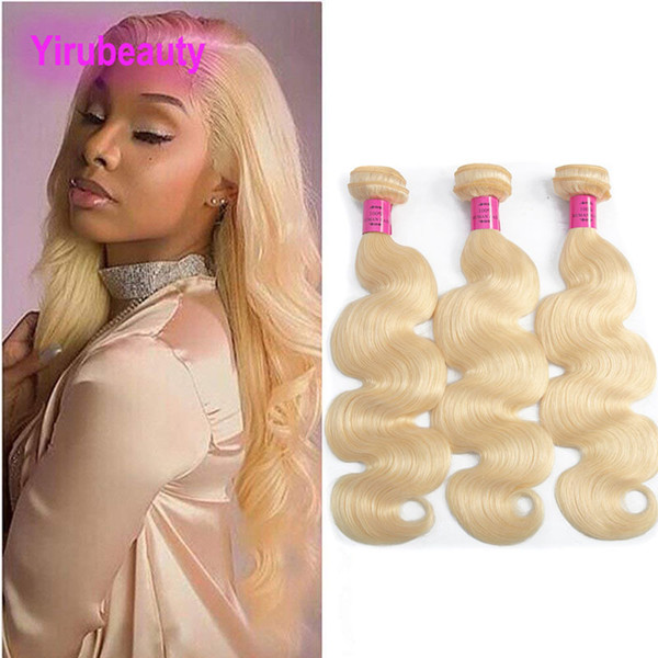 Peruvian Unprocessed Human Hair Extensions 3 Bundles 613# Color Blonde Straight Virgin Hair Weaves Remy Hair Extensions 8-30inch Straight