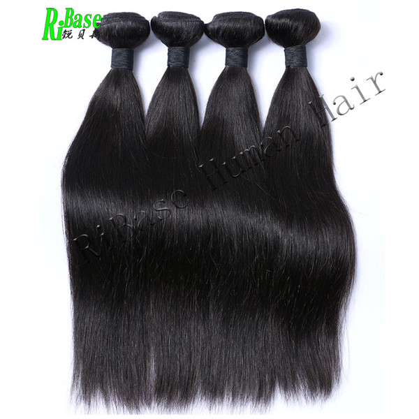 RiBase Hair Peruvian Straight 100% Human Hair Weave Bundles Natural Black 4Pcs 8-28 inch Non Remy Hair Free Shipping