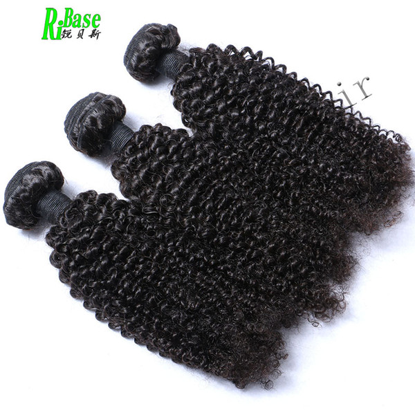 RiBase Hair Products Kinky Curly Weave Bundles 3Pcs 100% Human Hair Extensions Non-Remy Kinky Curly Hair