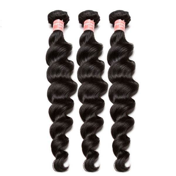 Loose Wave Bundles Brazilian Virgin Hair Weave Bundles 100% Human Hair Extension One Piece Natural Black Color